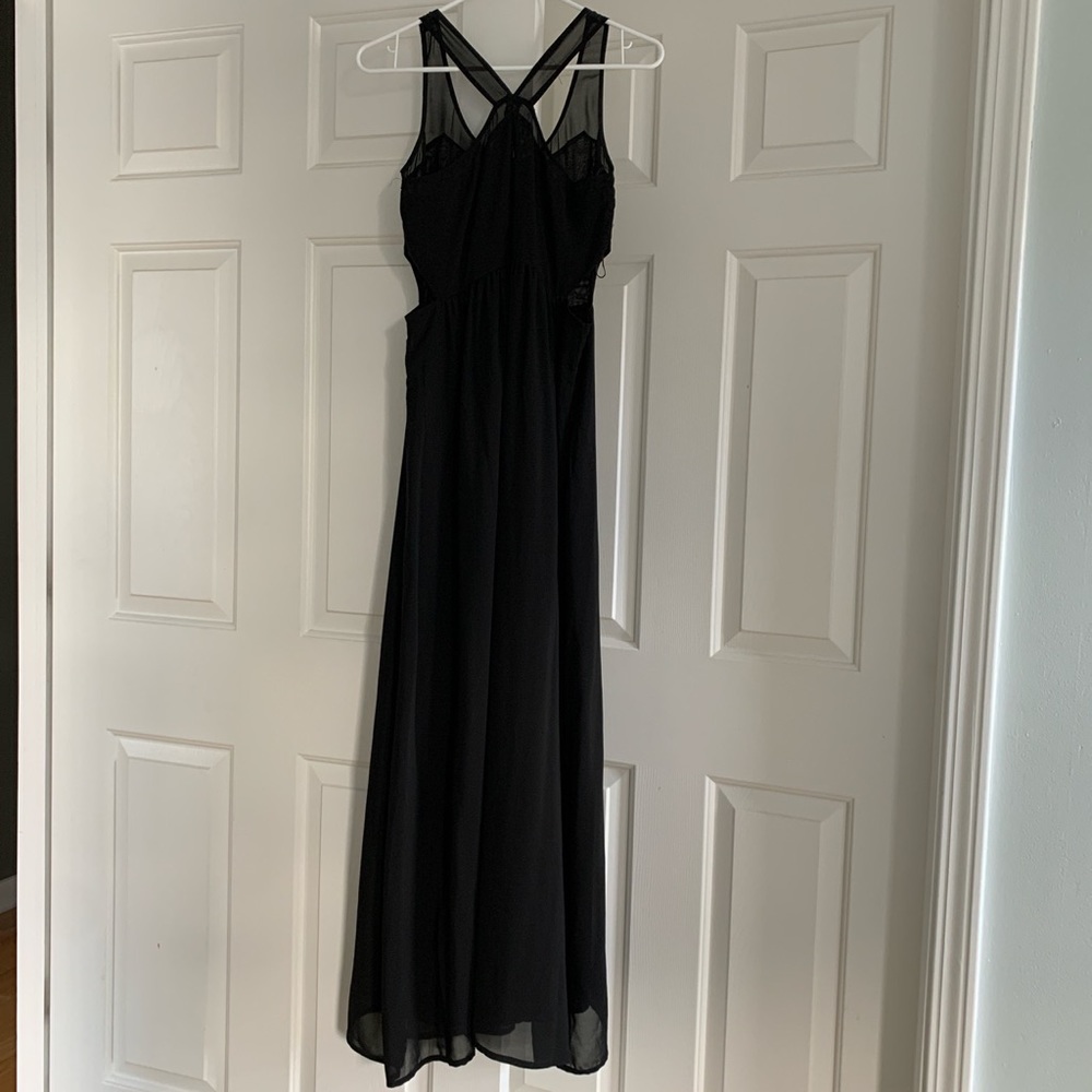 Zara black floor length maxi cutout dress size medium